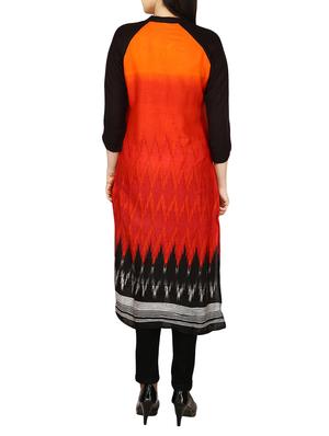 orange cotton high slit kurta - 15077776 - Standard Image - 3