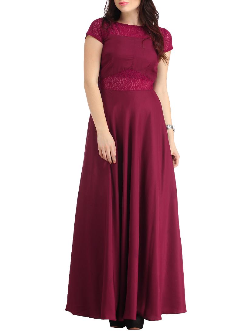 purple solid crepe gown dress - 15078413 - Zoom Image - 1