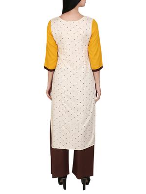 yellow viscose straight kurta - 15078472 - Standard Image - 3