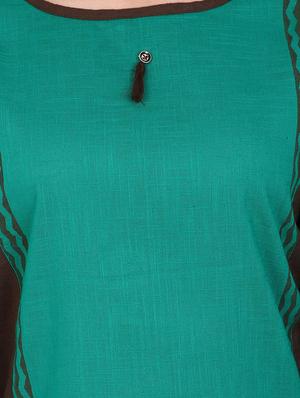 turquoise cotton straight kurta - 15078503 - Standard Image - 4