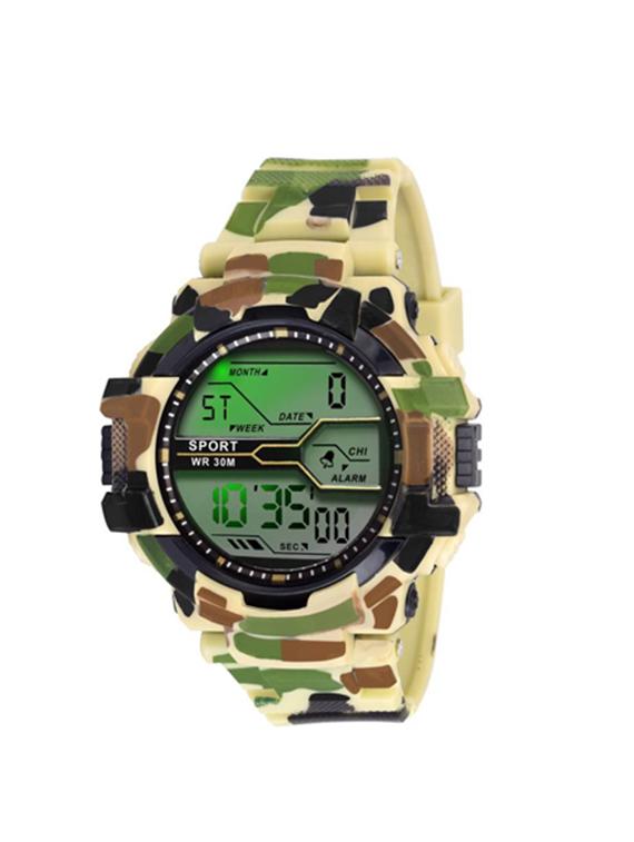 Crude 2021 afferican army pattern off white color 7 light day date display alaram Watch - For Boys - 15078874 - Zoom Image - 1