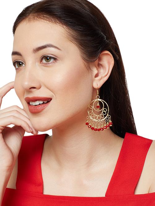 red metal drop earring - 15079541 - Standard Image - 1