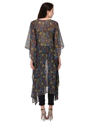 black printed kaftan - 15080100 - Standard Image - 3