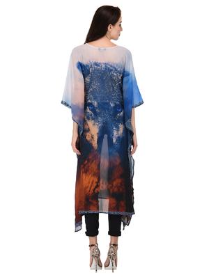 blue printed kaftan - 15080101 - Standard Image - 3