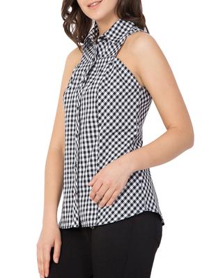 button up checkered top - 15081007 - Standard Image - 2