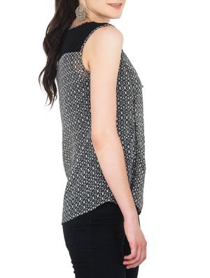 black printed crepe top - 15081174 - Standard Image - 2