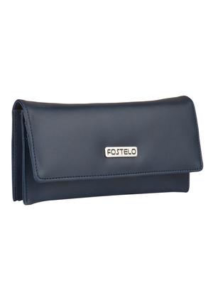 blue leatherette clutch - 15082319 - Standard Image - 4