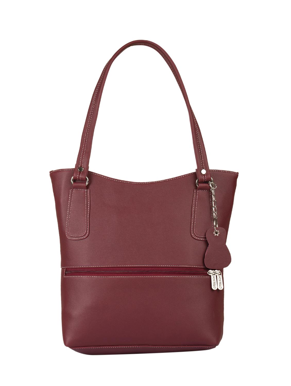 maroon leatherette regular handbag - 15082326 - Zoom Image - 1