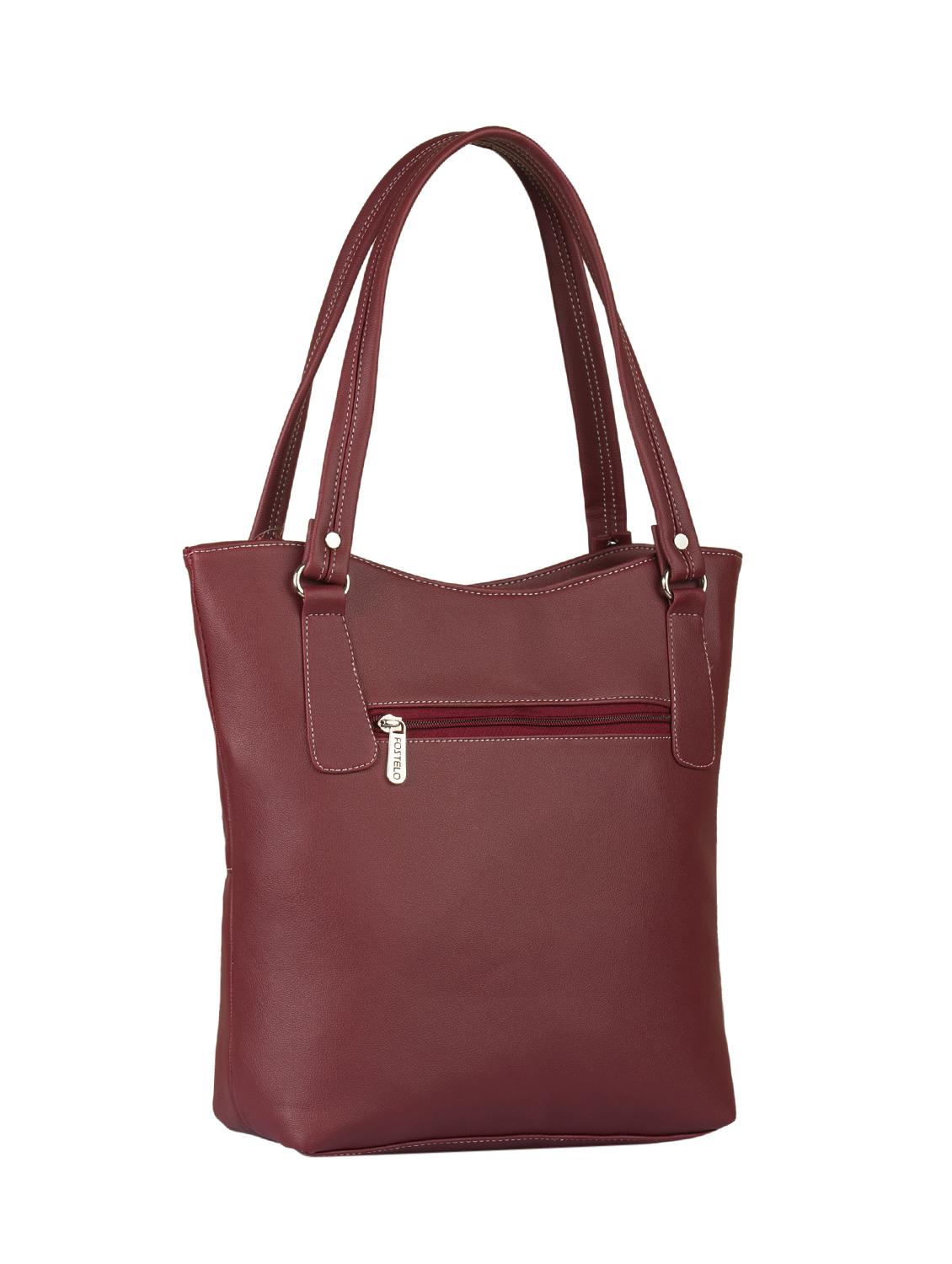 maroon leatherette regular handbag - 15082326 - Zoom Image - 2