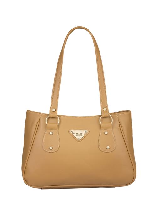 beige leatherette regular handbag - 15082342 - Standard Image - 1