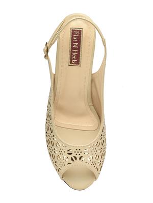 beige faux leather back strap sandals - 15082455 - Standard Image - 4
