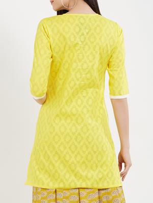 yellow cotton solid kurta - 15082804 - Standard Image - 2
