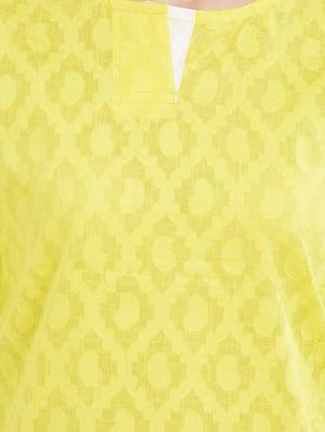 yellow cotton solid kurta - 15082804 - Standard Image - 3