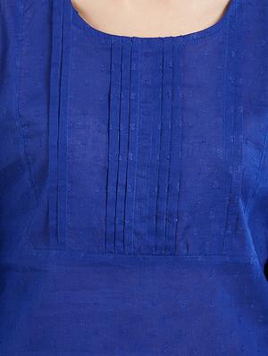 blue cotton solid kurta - 15082816 - Standard Image - 5