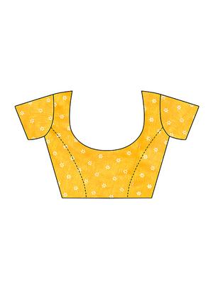mustard silk blend printed saree with blouse - 15083101 - Standard Image - 3