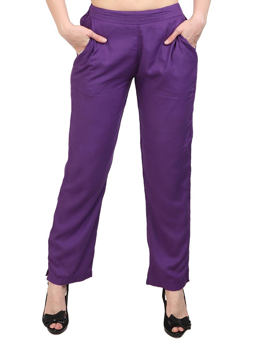 solid purple rayon palazzo - 15083527 - Zoom Image - 1