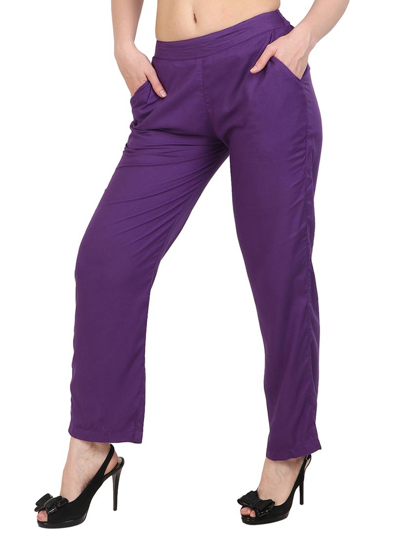 solid purple rayon palazzo - 15083527 - Zoom Image - 2