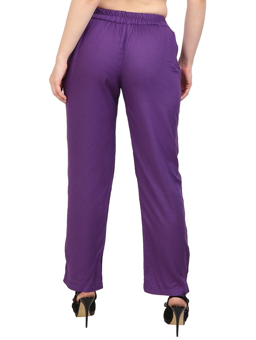 solid purple rayon palazzo - 15083527 - Zoom Image - 3
