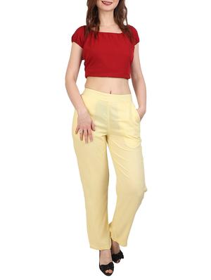 solid beige crepe palazzo - 15083530 - Standard Image - 4