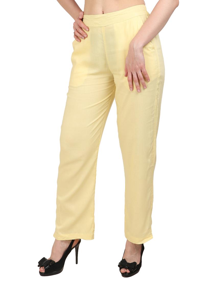 solid beige crepe palazzo - 15083530 - Zoom Image - 2