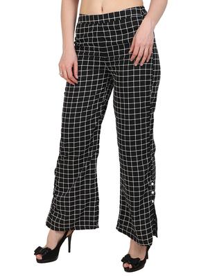 black checkered crepe palazzo - 15083531 - Standard Image - 2