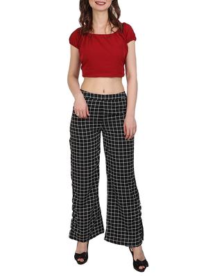 black checkered crepe palazzo - 15083531 - Standard Image - 4