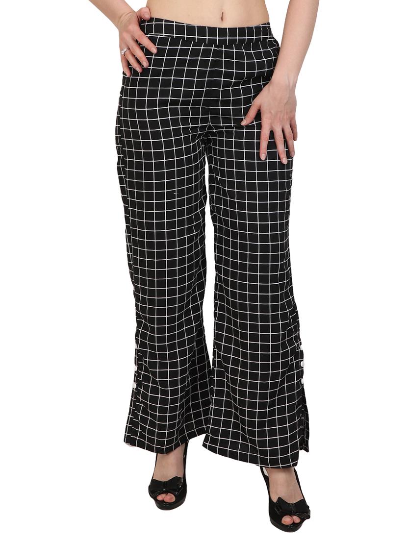black checkered crepe palazzo - 15083531 - Zoom Image - 1