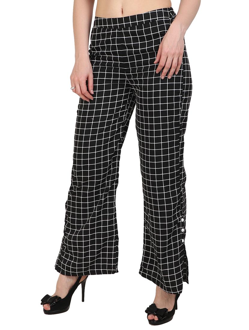 black checkered crepe palazzo - 15083531 - Zoom Image - 2