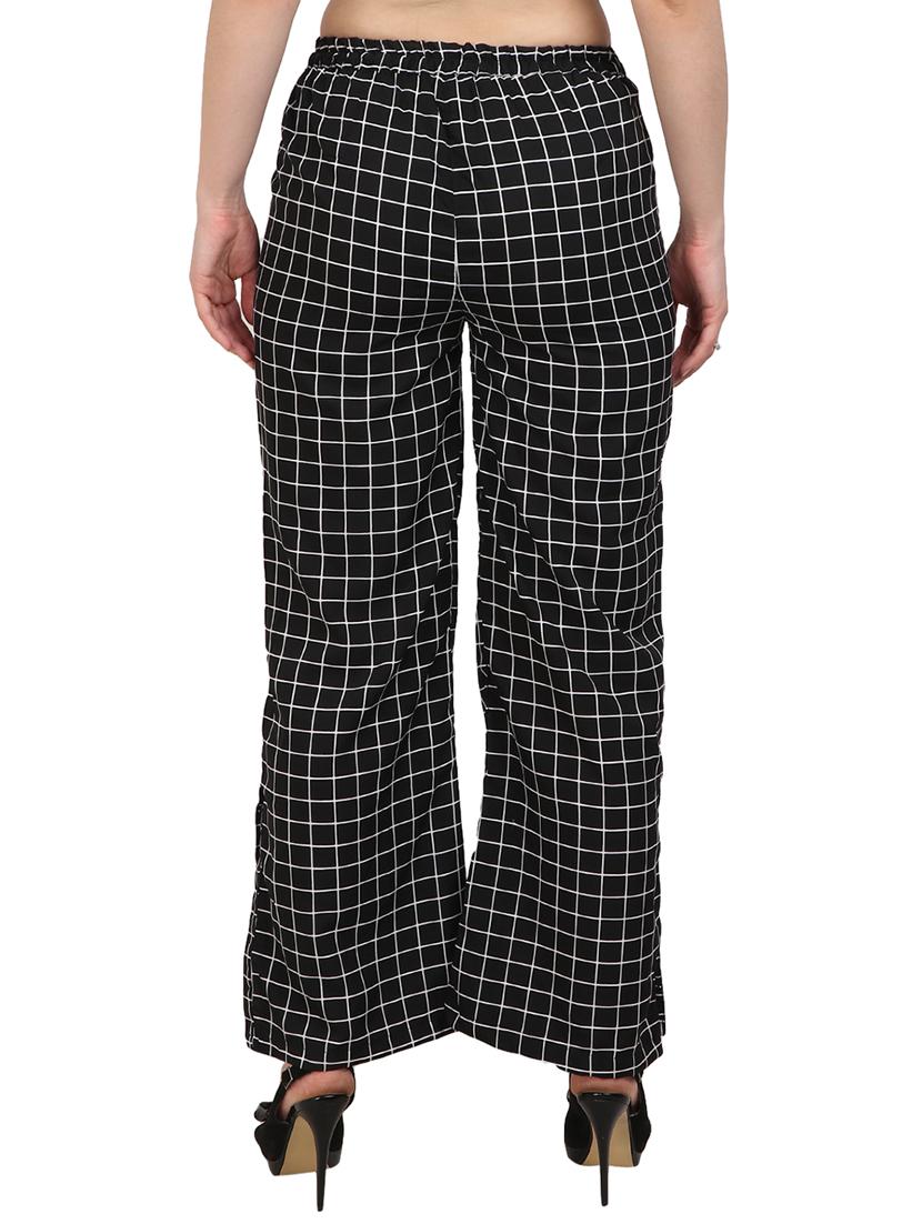 black checkered crepe palazzo - 15083531 - Zoom Image - 3