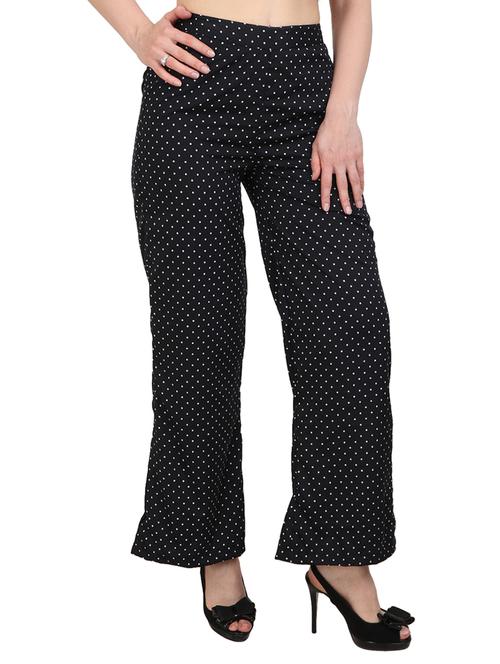 black printed crepe palazzo - 15083535 - Standard Image - 1