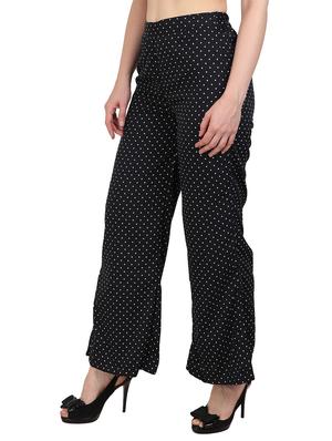 black printed crepe palazzo - 15083535 - Standard Image - 2