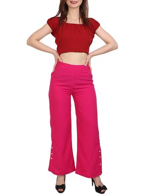 solid pink crepe palazzo - 15083536 - Standard Image - 4
