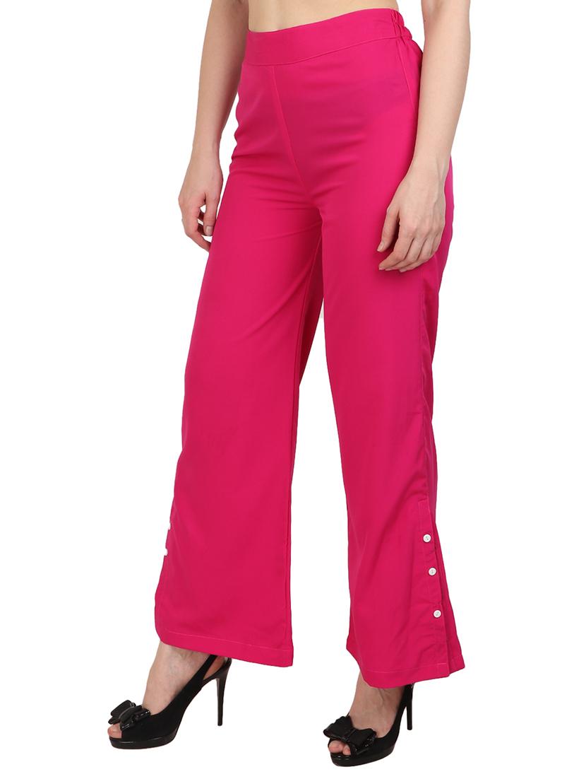 solid pink crepe palazzo - 15083536 - Zoom Image - 2