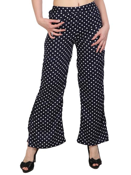 navy blue printed crepe palazzo - 15083540 - Standard Image - 1