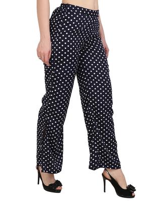 navy blue printed crepe palazzo - 15083540 - Standard Image - 2