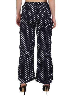 navy blue printed crepe palazzo - 15083540 - Standard Image - 3