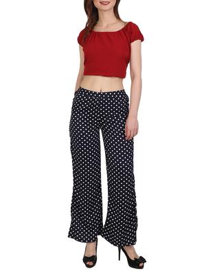navy blue printed crepe palazzo - 15083540 - Standard Image - 4
