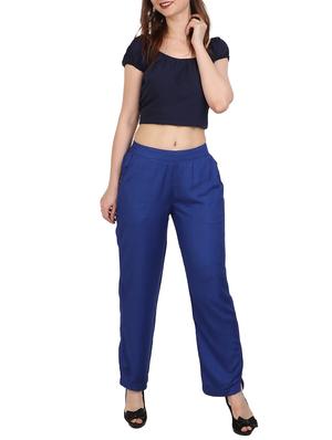blue rayon palazzo - 15083545 - Standard Image - 4