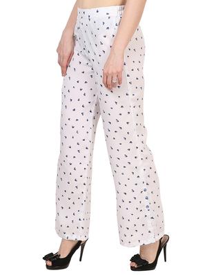 white printed crepe palazzo - 15083547 - Standard Image - 2