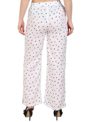 white printed crepe palazzo - 15083547 - Standard Image - 3