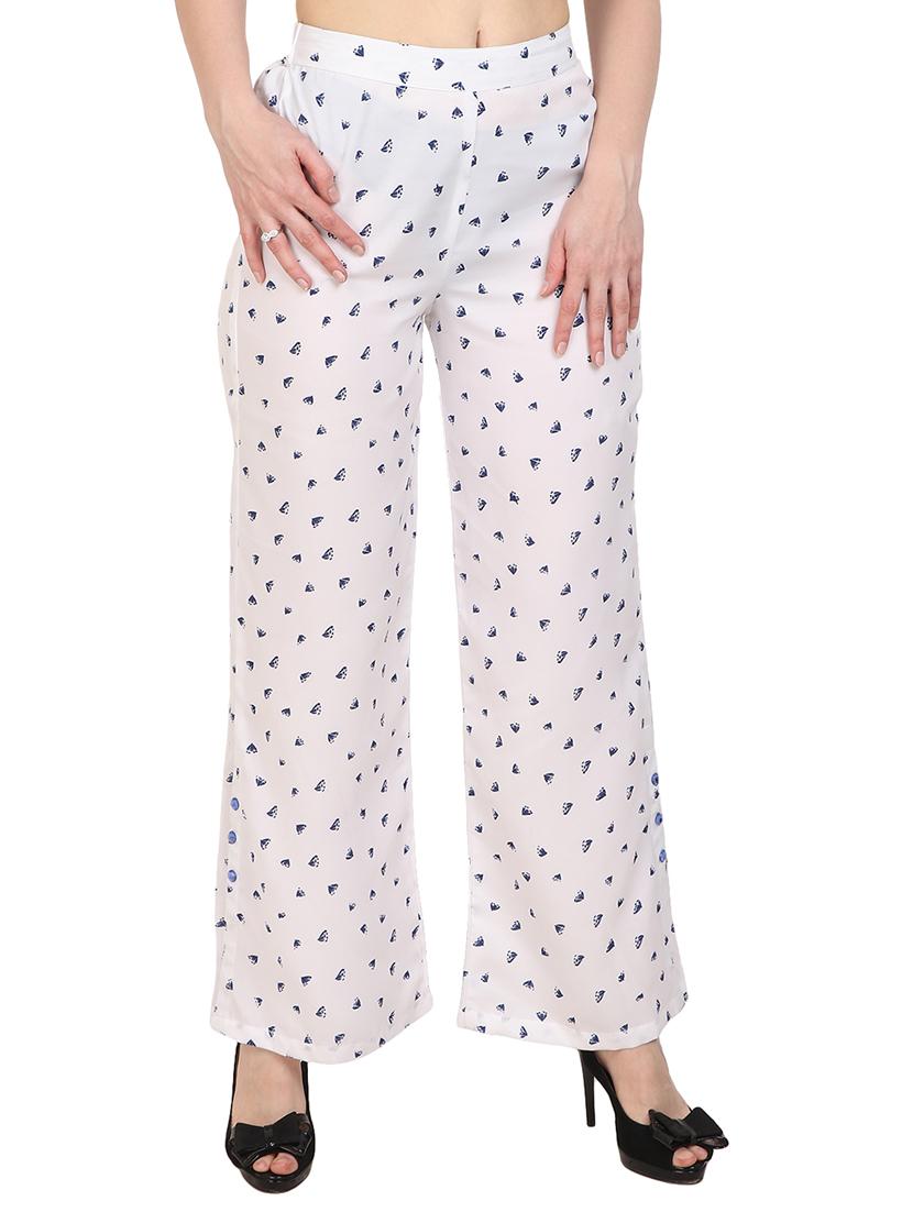 white printed crepe palazzo - 15083547 - Zoom Image - 1