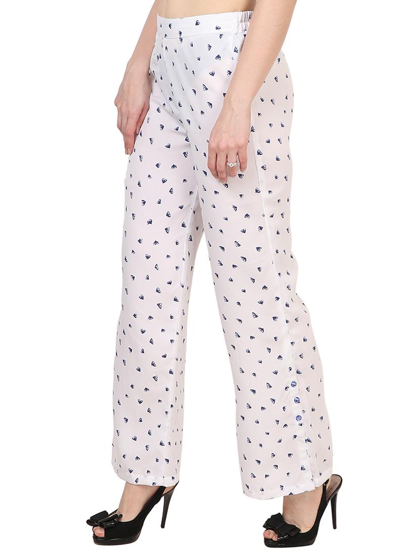 white printed crepe palazzo - 15083547 - Zoom Image - 2