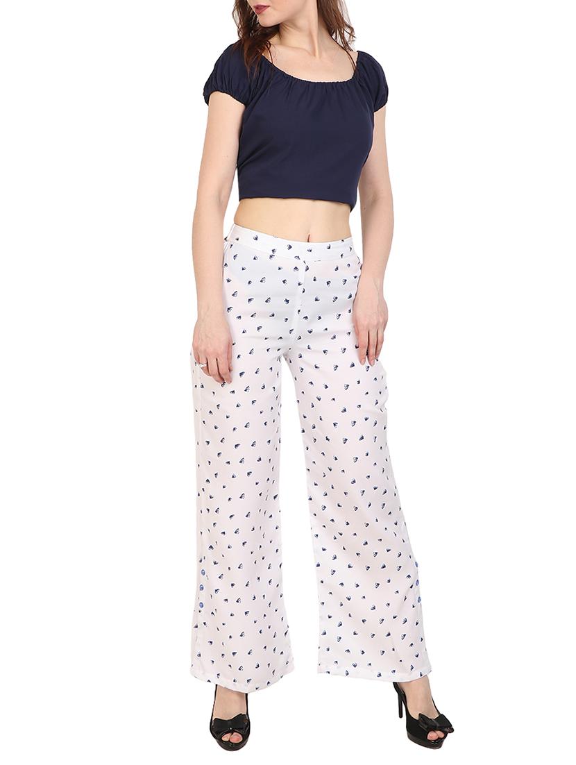 white printed crepe palazzo - 15083547 - Zoom Image - 4
