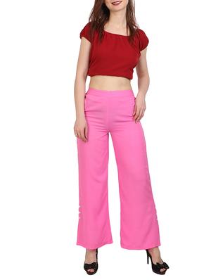 pink crepe palazzos - 15083554 - Standard Image - 4