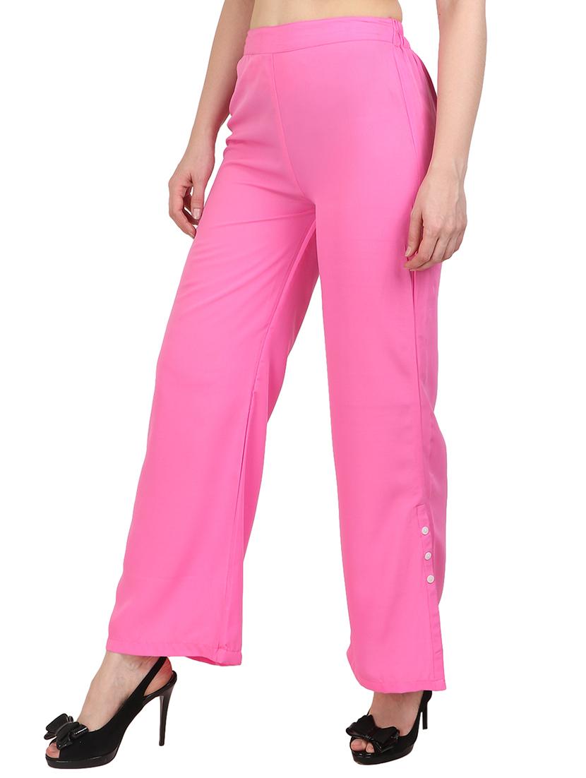 pink crepe palazzos - 15083554 - Zoom Image - 2