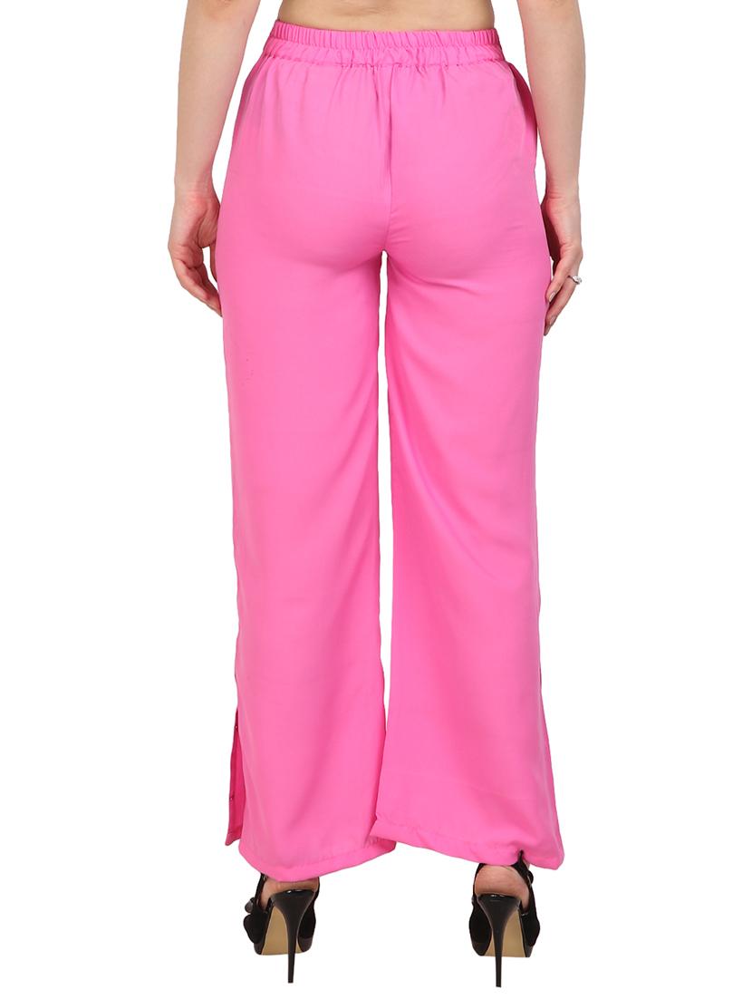 pink crepe palazzos - 15083554 - Zoom Image - 3