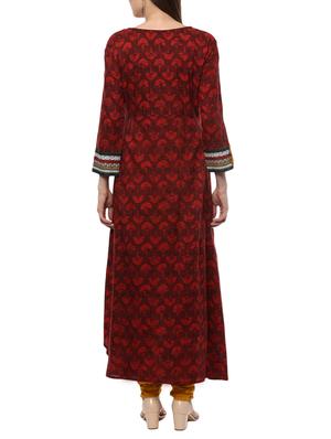 red rayon high low kurta - 15084135 - Standard Image - 3