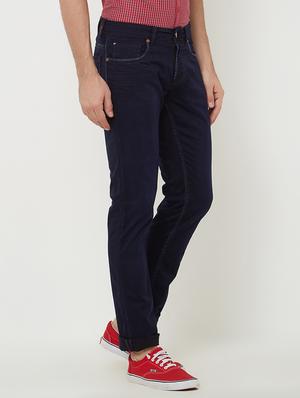 navy blue cotton plain jeans - 15084253 - Standard Image - 2