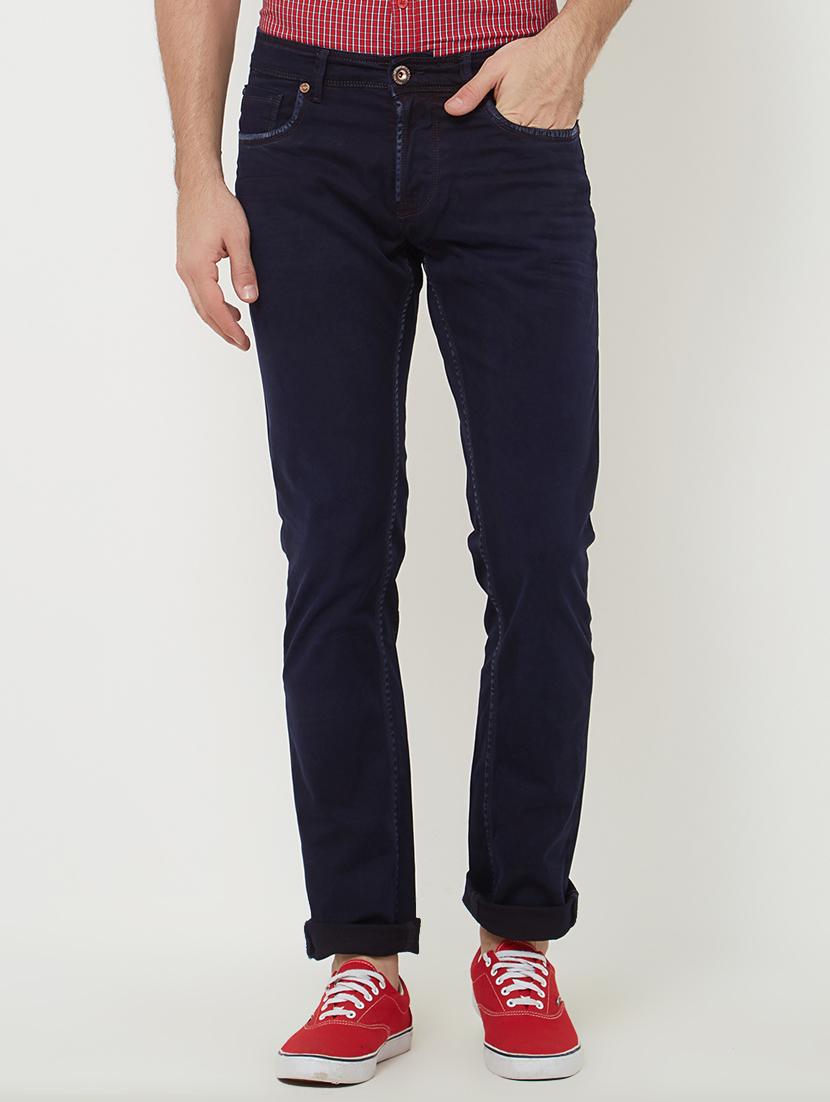 navy blue cotton plain jeans - 15084253 - Zoom Image - 1