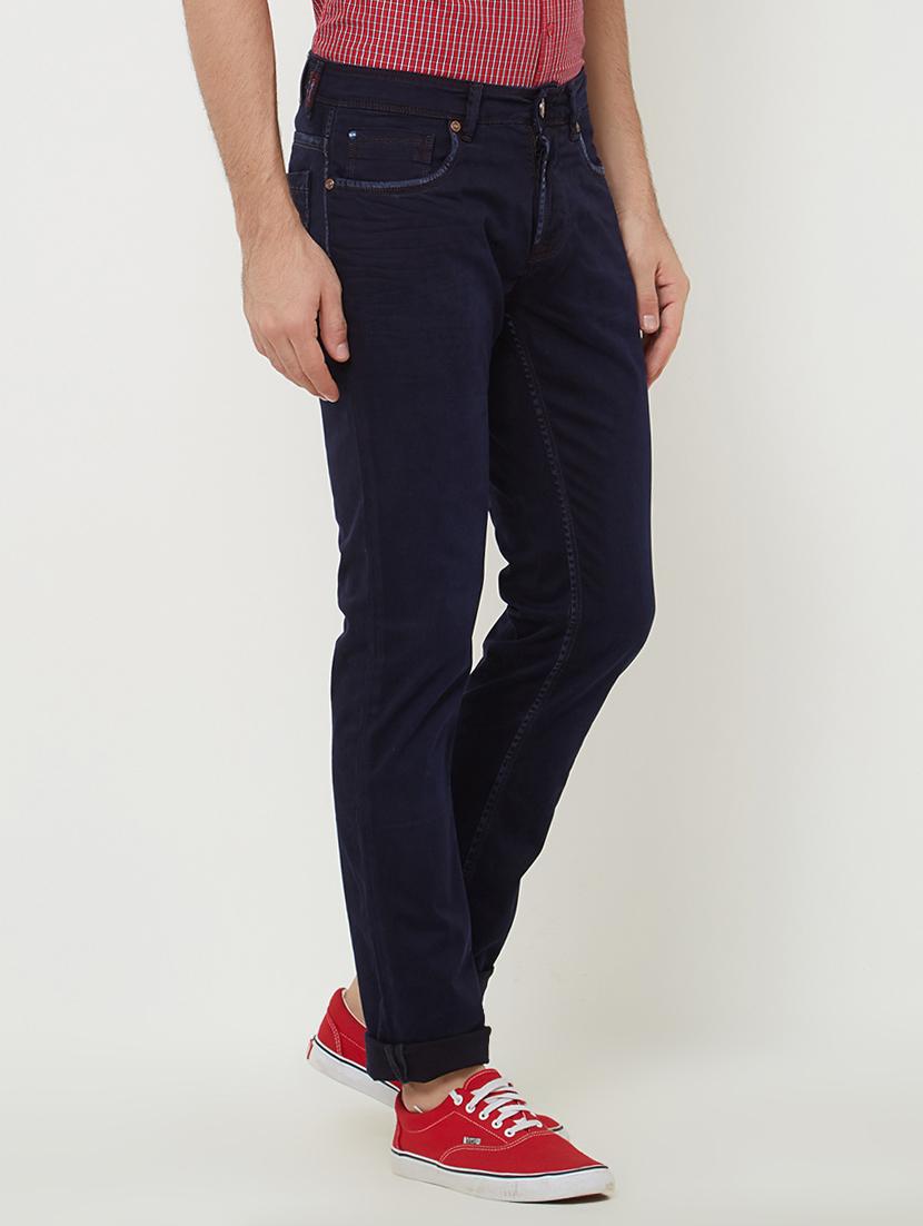 navy blue cotton plain jeans - 15084253 - Zoom Image - 2